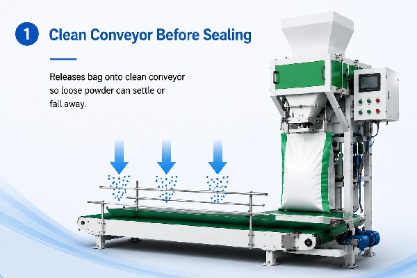 Clean convey before sealing